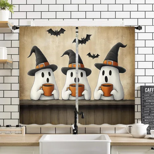 Vista 9 de Miyotaa - Cortinas rústicas de granja con diseño de pollo para cocina, 2 paneles, 27.5 pulgadas de ancho x 39 pulgadas de alto, bolsillo