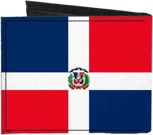 Vista 2 de Buckle-Down Billetera plegable de lona con bandera de República Dominicana
