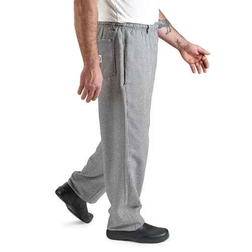 Vista 3 de Mercer Culinary M60030HT6X Millennia - Pantalones de cocina para hombre, talla 6XL, dientes de perro blanco y negro