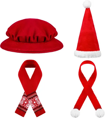 Vista 15 de Bencailor Paquete de 4 sombreros de Navidad para muñecas, color brillante