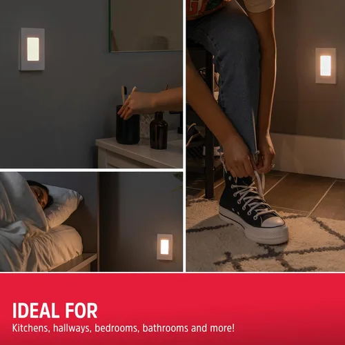 Vista 5 de Energizer Luz nocturna enchufable, paquete de 2, cubierta moderna ultradelgada de bajo perfil, luz nocturna LED enchufable a la pared, sensor