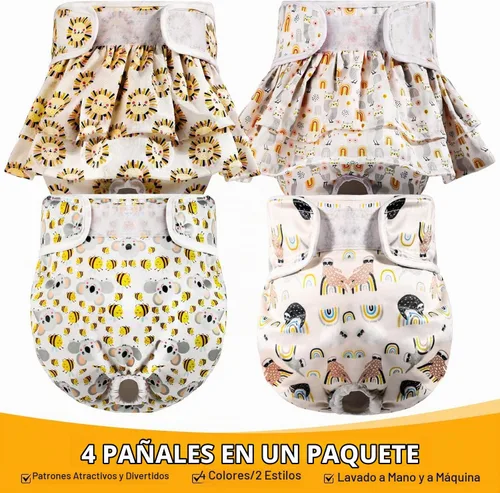 Vista 5 de XPCARE Pañales para Perras Hembras (Paquete de 4) – Pañales Lavables y Reutilizables para Perras Hembras – Pañales para Cachorros Altamente