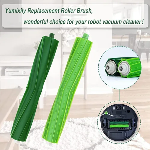 Vista 3 de Juego de 2 cepillos de rodillo de repuesto compatibles con iRobot Roomba E & I & J Series, i7 i7+ i3 i3+ i6+ i8+ j7 j7Plus E5 E6 E7, accesorios
