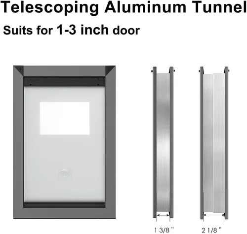 Vista 5 de Rescumascer - Puerta grande de aluminio para perro, puerta para perros con dos paneles de bloqueo deslizantes, puerta para mascotas para perros