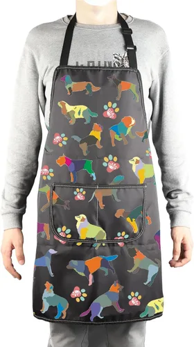 Vista 4 de MBMSO Delantal de aseo para perros con bolsillo, regalo colorido para amantes de los perros para peluqueros