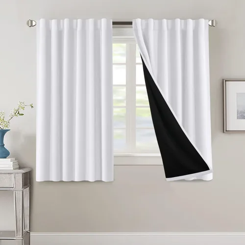 Vista 115 de H.VERSAILTEX Cortinas 100% opacas para dormitorio con forro negro, cortinas de oscurecimiento de habitación completa, con aislamiento térmico