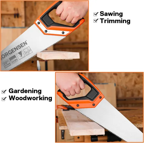 Vista 8 de JORGENSEN Sierra de mano Pro de 20 pulgadas, 11 TPI de corte fino ergonómica con mango de aluminio no deslizante por soldadura ultrasónica