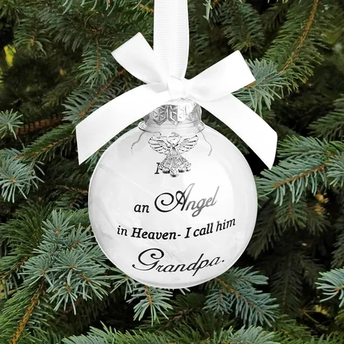 Vista 8 de Adorno de ángel conmemorativo de Navidad con diseño de bola de plumas con texto en inglés "I Have an Angel in Heaven I Call Her Aunt Family