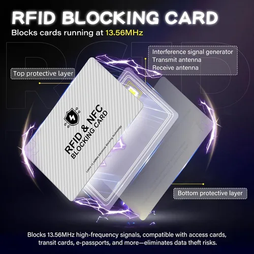 Vista 3 de Tarjetas de bloqueo RFID, juego de bloqueador de tarjetas de débito NFC sin contacto premium y protector de pasaporte para hombres y mujeres, diseño