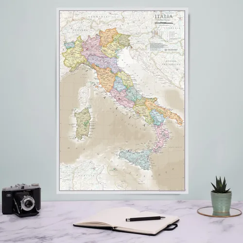 Vista 2 de Italy Map - Póster clásico, laminado de una sola cara, 16.5 x 23.4 pulgadas