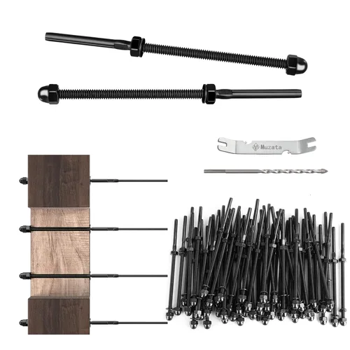 Vista 13 de Muzata Paquete de 10 accesorios de barandilla de cable negro de 1/8 pulgadas, tensor roscado a mano para poste de metal de 2 x 2 pulgadas, sistema