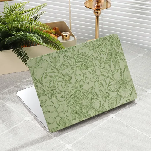 Vista 14 de iCasso - Funda compatible con MacBook Air de 13 pulgadas, versiones 2020-2018 A2337 M1 A2179 A1932, carcasa rígida de plástico con textura de cuero