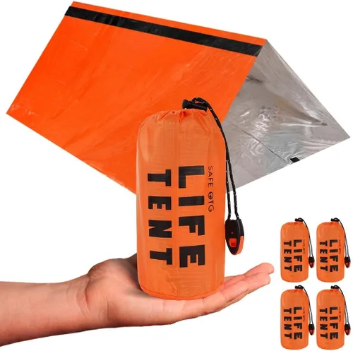 Vista 10 de Emergency Survival Tent Life Shelter 2 Person Mylar Tube Tents Tarp with Whistle & Paracord Year-Round All Weather Protection for Car Outdoor Hiking