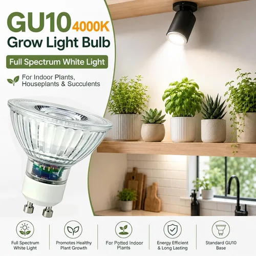Vista 2 de Bombilla LED GU10 para cultivo, espectro completo regulable para Blanco marfil