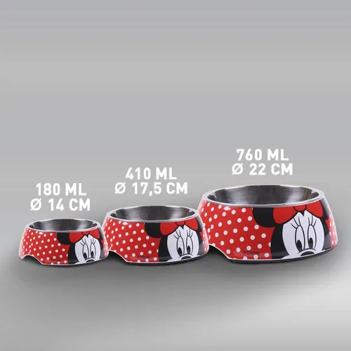 Vista 5 de Comedero para Perro Minnie Mouse Rojo Melamina 180 ml Negro Metal
