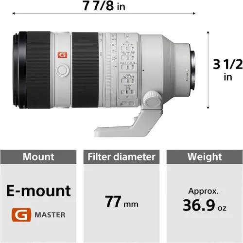 Vista 2 de Sony FE 70-200 mm F2.8 GM OSS II: Lente de zoom teleobjetivo de apertura constante de fotograma completo G Master (Renovado)