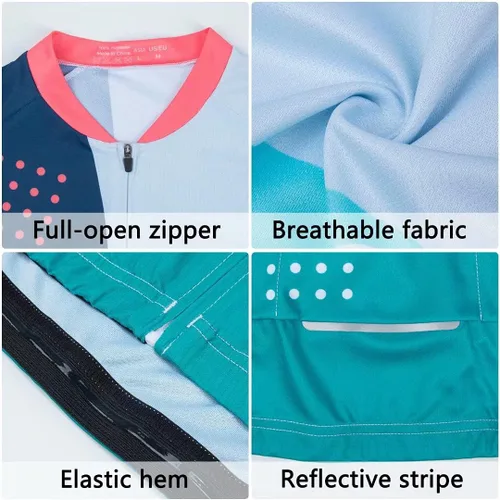 Vista 5 de ROTTO Conjunto de camiseta y pantalones cortos de ciclismo para hombre, ropa de ciclismo de manga corta y pantalones cortos acolchados