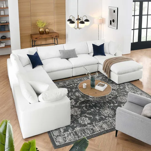 Vista 16 de Modway Commix Sofá seccional tapizado de 7 piezas con relleno de plumón