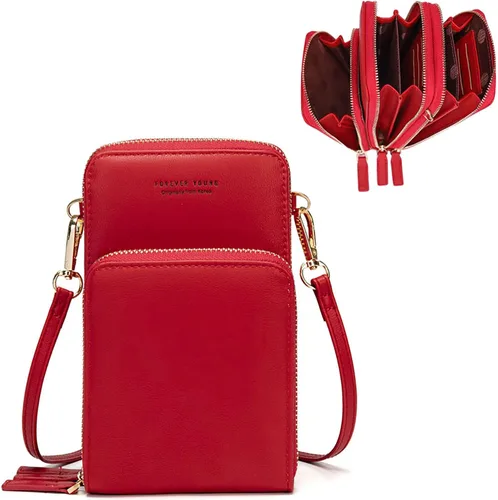 Vista 13 de Myfriday - Bolso pequeño de piel para mujer con correa de guitarra, bolso cruzado mini y bolso de hombro con 2 ranuras para tarjetas A-Negro
