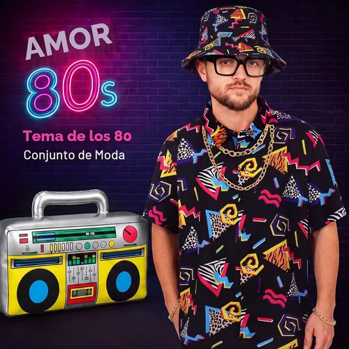 Vista 4 de Hicarer 6 Pcs 80s Outfit Accessories Set for Men Party Estilo clásico