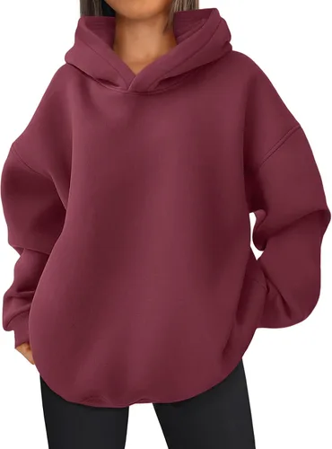 Vista 8 de EFAN Sudadera cómoda con capucha de gran tamaño para mujer Verde Armada (ArmyGreen)