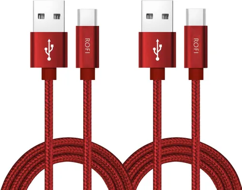 Vista 5 de RoFI Cable USB tipo C, [paquete de 2] cable USB C de nailon trenzado de carga rápida para Galaxy S10 S9 S8 Plus Note 9 8, Pixel, Moto Z, LG V30 V20