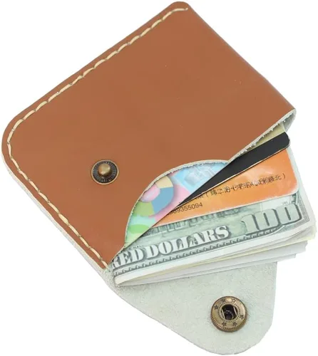 Vista 63 de Leather Card Holder Wallet, Compact Design with Slots for Cards and Cash (light brown)