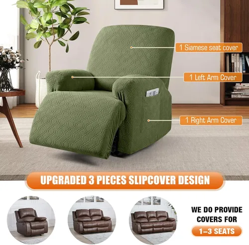 Vista 4 de VANSOFY Funda para silla reclinable, 3 piezas elásticas para silla reclinable, funda suave para silla reclinable, protector de muebles para perros