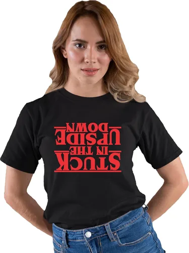 Vista 2 de Go All Out - Camiseta para adultos "Stuck in The Upside Down" Negro