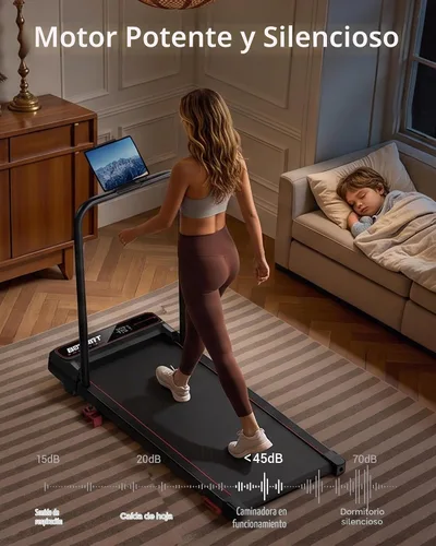 Vista 6 de Walking Pad Treadmill with Handle Bar & Vibration Plate Negro textura