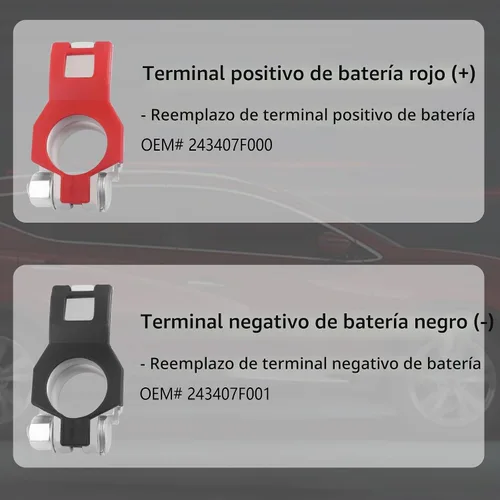 Vista 3 de 2 terminales de batería de automóvil compatibles con Nissan Altima Maxima, conectores de terminal de batería de cobre para extremos de cable de 2