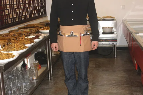 Vista 5 de Resist water 3 big Pockets Waist Server Apron Kitchen Restaurant Unisex Half Aprons