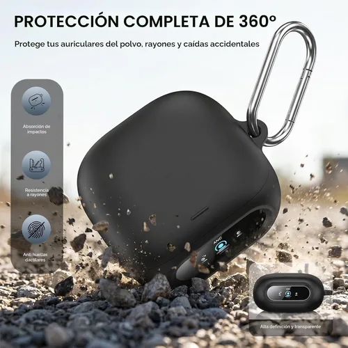 Vista 3 de Funda Anker Soundcore Liberty 5 Pro con 5 protectores de pantalla Negro