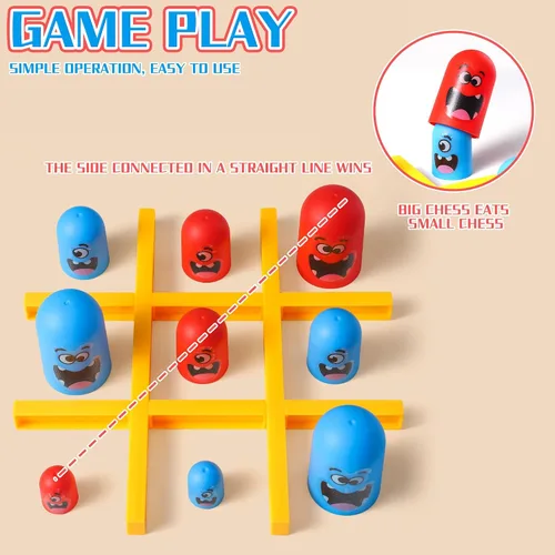 Vista 5 de AIUAZA Juego de mesa estratégico de Tic Tac Toe para niños y familia, juegos de mesa de fiesta, juegos de estrategia cara a cara, juego de mesa
