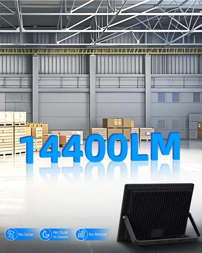 Vista 5 de Luz de inundación LED de 120 W para exteriores con enchufe, luces de seguridad superbrillantes de 14400 lm con cable de 5 pies, luz de trabajo LED
