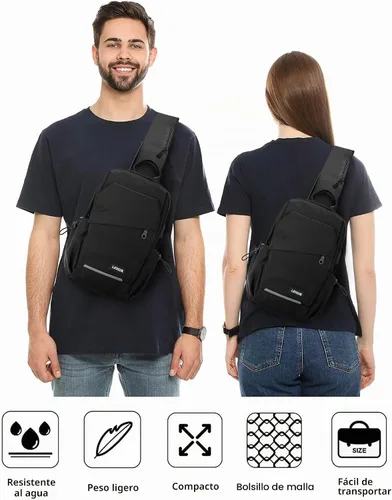 Vista 8 de SEAFEW - Mochilas tipo bandolera tácticas, Negro, Mochilas Sling