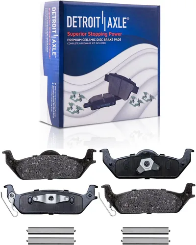 Vista 149 de Detroit Axle - Pastillas de freno para Ford F-150 99-03, 02 Lincoln Blackwood, Pastillas de freno de cerámica delanteras y traseras con repuesto