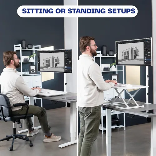 Vista 8 de VIVO Soporte de escritorio para monitor individual, extra alto totalmente ajustable para 1 pantalla LCD de hasta 32 pulgadas, pantallas ultra anchas