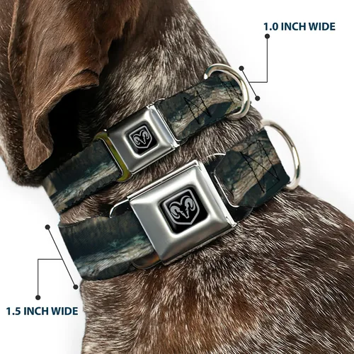 Vista 2 de Buckle-Down Collar de perro con hebilla de cinturón de seguridad, diseño de roble musgoso, infinito, 1 pulgada de ancho, se adapta a cuello de 9 a