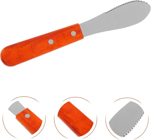 Vista 3 de SHERCHPRY 2 unids Creamcheese Butter Straight Spreader Butter Spatula Sandwich Cortadora Raspador Mango de Madera Pequeñas Herramientas Espátula