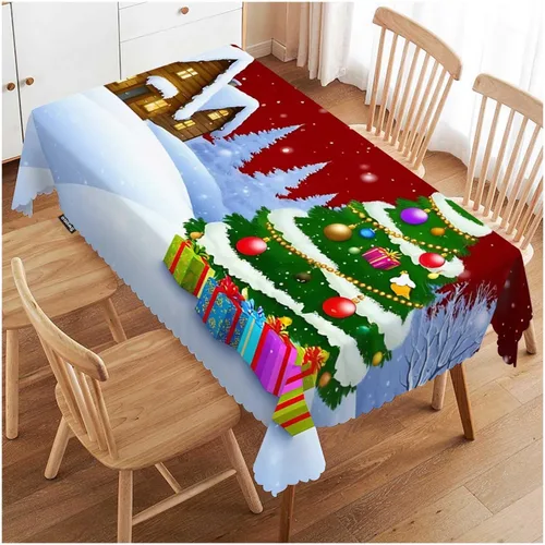 Vista 19 de Swono - Mantel rectangular de bambú con diseño de luz solar y bosque de bambú - Mantel a cuadros lavable para mesa de cocina, cena de festividades