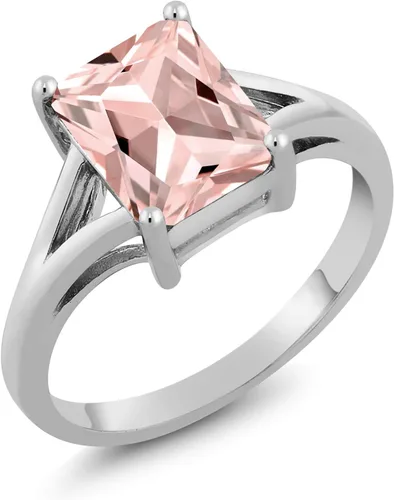 Vista 87 de Gem Stone King Anillo de compromiso solitario con diseño clásico de vástago dividido para mujer, plata de ley 925, piedra natal de piedra preciosa
