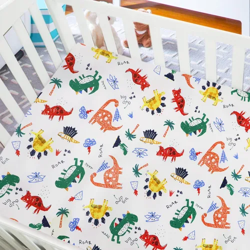 Vista 4 de Sábanas para cuna para niños y niñas, sábana bajera ajustable para cuna de 52 x 28 pulgadas para cuna estándar, sábanas ajustables de algodón 2