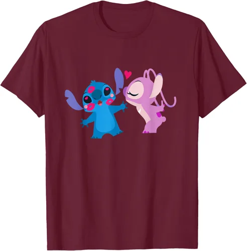 Vista 15 de Disney Stitch and Angel - Camiseta para el día de San Valentín Negro