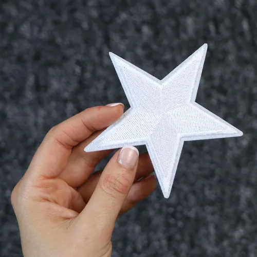 Vista 4 de Parches para planchar - Parche de estrella blanca para planchar en 1 unids Parche bordado Applique Star S-43