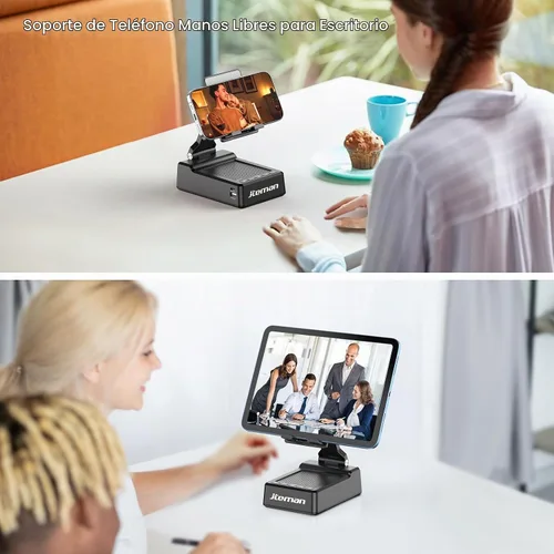 Vista 6 de JTEMAN Soporte para teléfono con altavoz Bluetooth y función de carga
