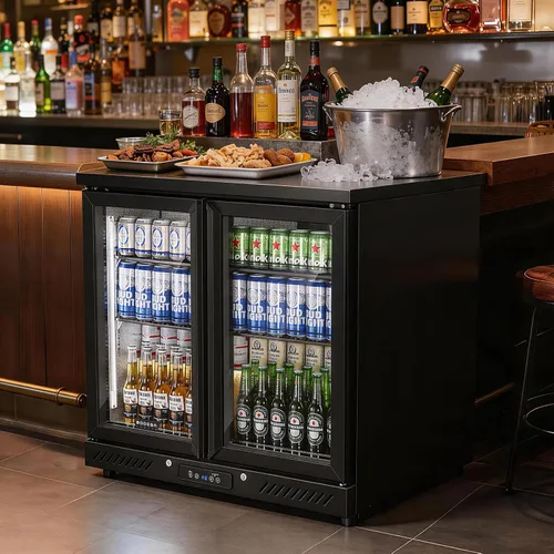Vista 9 de BODEGA COOLER - Enfriador de barra trasera de 2 puertas, refrigerador comercial de bebidas de 7.4 pies cúbicos, refrigerador de bebidas debajo