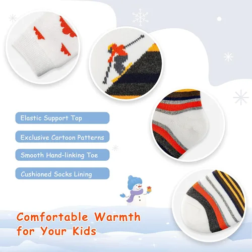 Vista 4 de Cimkiz Calcetines de esquí para niños, cálidos, térmicos, para nieve, esquí, snowboard, patinaje para niños y niñas, 2 pares3 pares