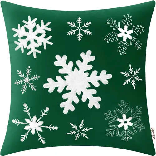 Vista 28 de BRAWARM Christmas Reindeer Pillow Cover 18x18 Black Velvet Embroidered Reno negro