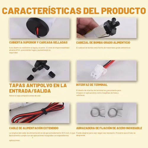 Vista 5 de Upgrade KPW26C-12C2 - Bomba de agua compatible con máquina de hielo G E Profile Opal 2.0, mini bomba de repuesto CC de 12 V con protección contra